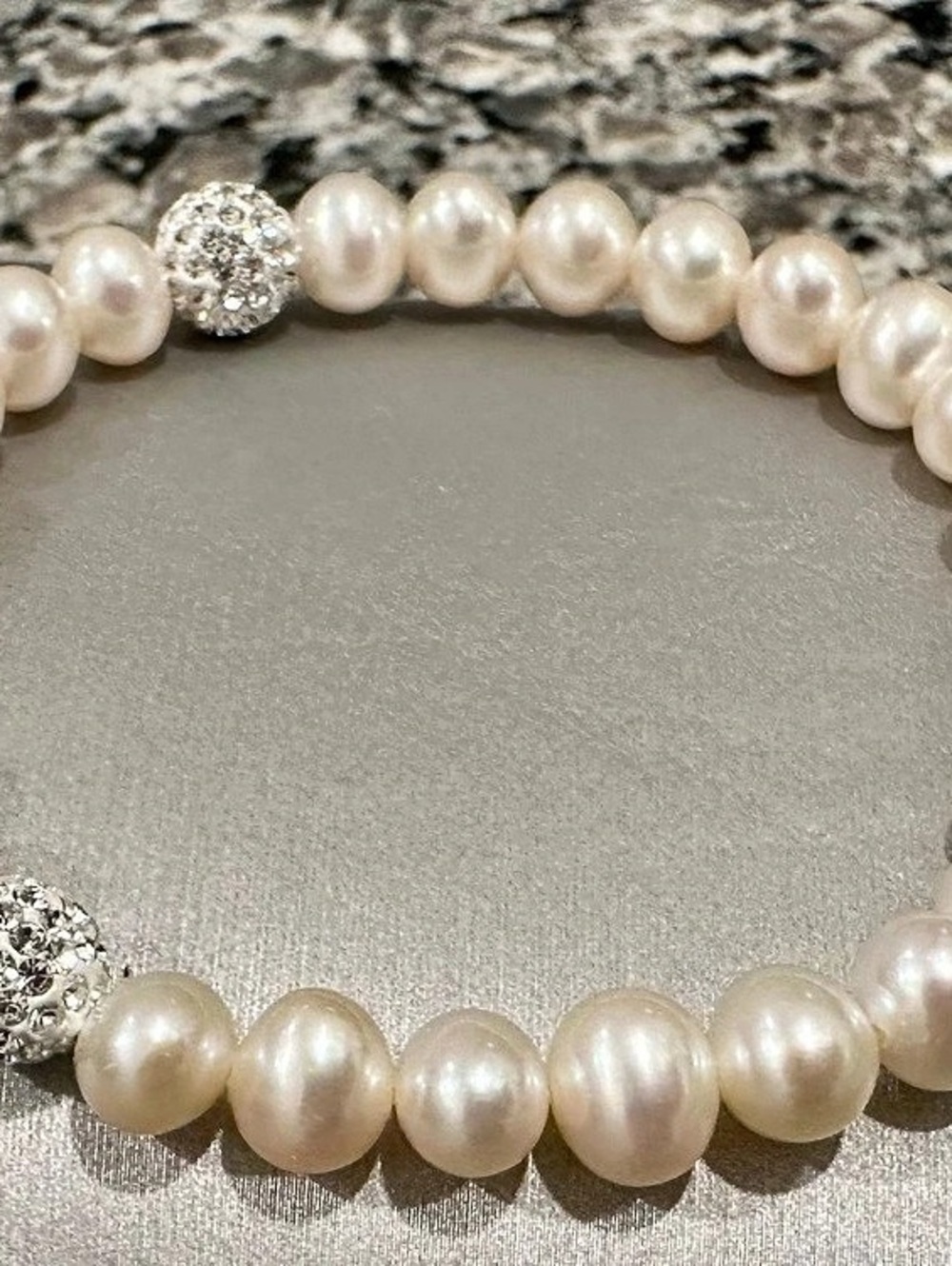 New Zales Freshwater Pearl Crystal Shimmer Stretch Bracelet
